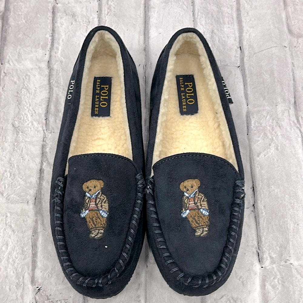 Polo Ralph Lauren Navy Blue Bear Slip-Ons for Men Size 8 (Fit like a 6) NEW